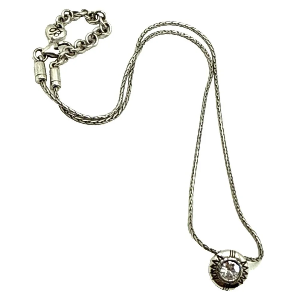 BRIGHTON FORTINO Reversible Pendant Necklace Citrine Clear Crystals 16